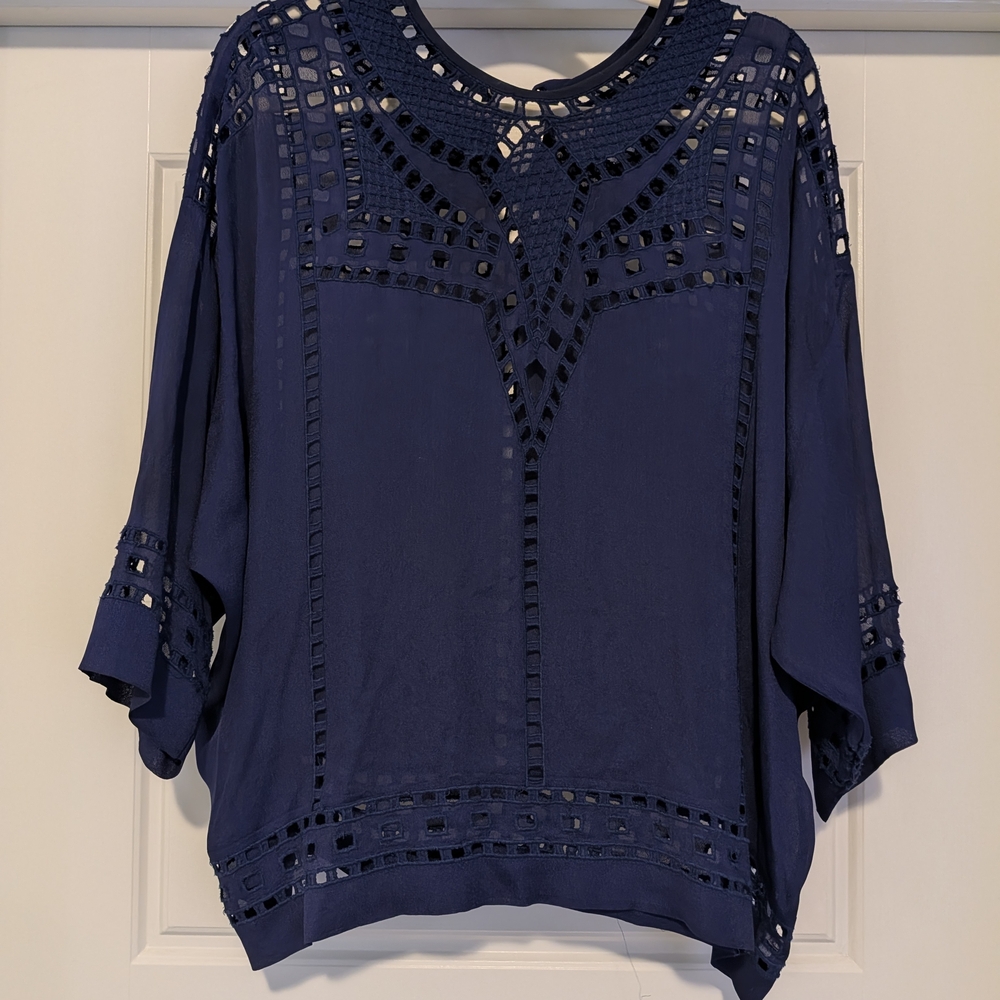 Isabel Marant Deep Blue Blouse with Cut-Out Design